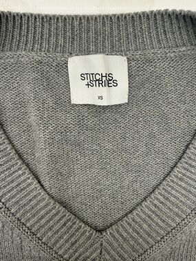 Stitches and Stripes Gray V-Neck Sweater